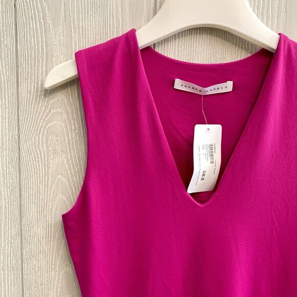 Susana Monaco U-Neck Assymetrical Dress Sleeveless Peony Pink Small NWT - Picture 4 of 8